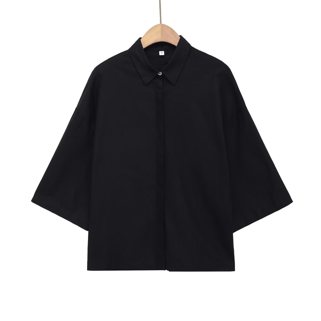Damen Oversized-Hemdbluse mit kastiger Silhouette und Fledermausärmeln Nord Taschen