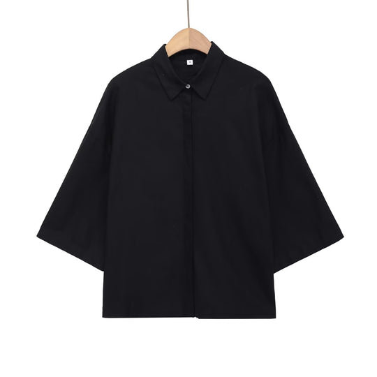 Damen Oversized-Hemdbluse mit kastiger Silhouette und Fledermausärmeln Nord Taschen