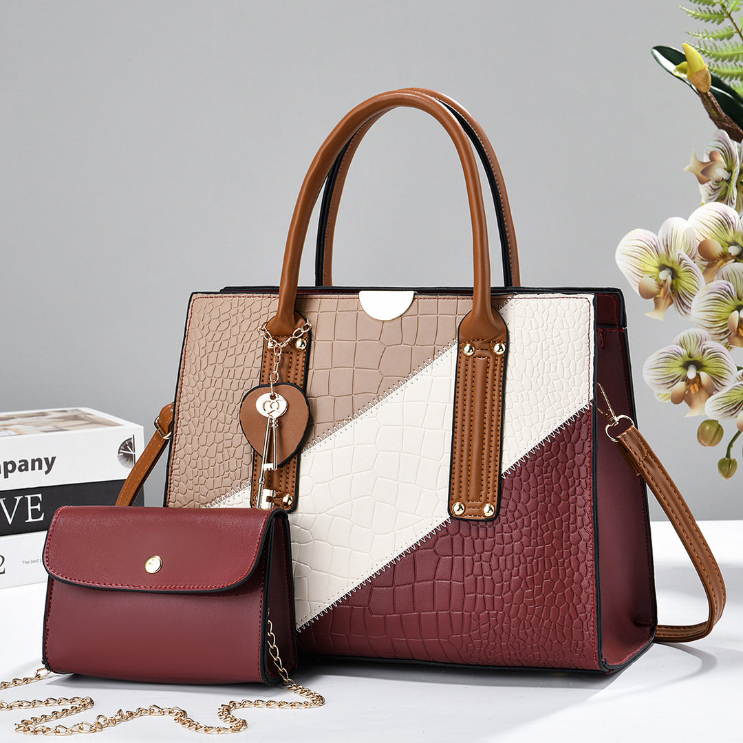 Damen elegante Handtasche mit Krokodilprägung und abnehmbarer Mini-Clutch Nord Taschen