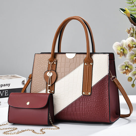 Damen elegante Handtasche mit Krokodilprägung und abnehmbarer Mini-Clutch Nord Taschen