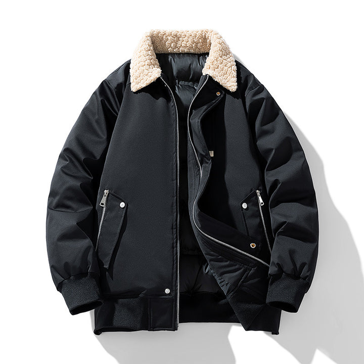 Men's  premium sherpa-collar insulated aviator bomber with storm flap and zippered angled pockets Nord Taschen