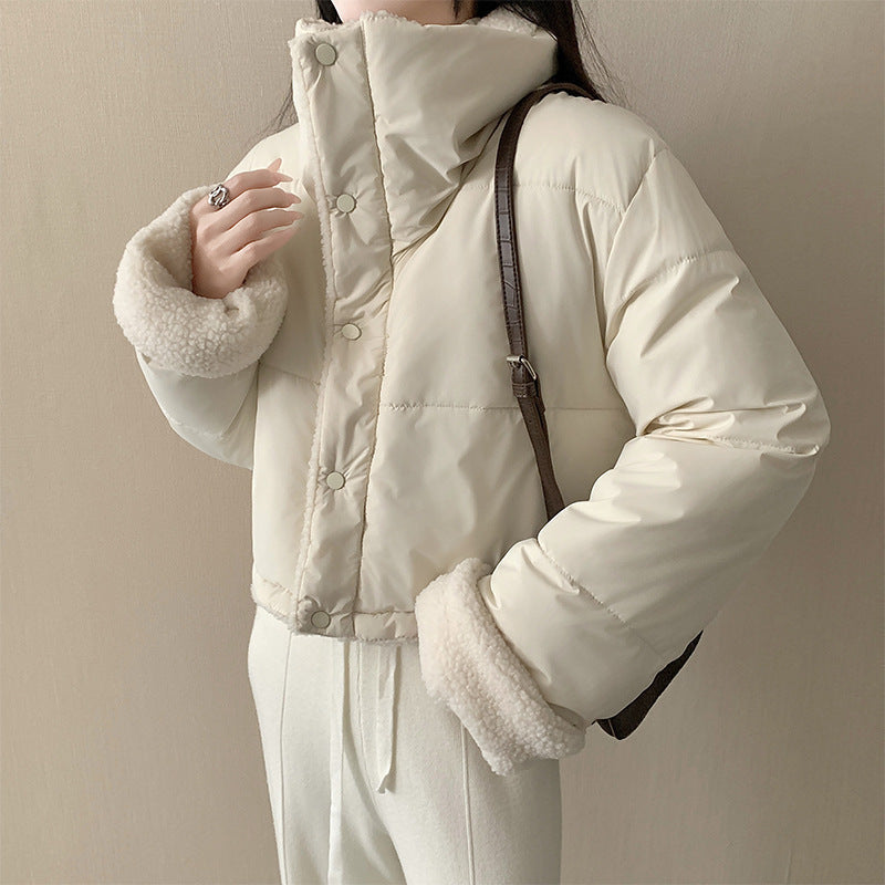 Damen nan kurze wattierte Jacke mit hochschließendem Schalkragen und Teddybündchen Nord Taschen