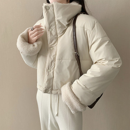 Damen nan kurze wattierte Jacke mit hochschließendem Schalkragen und Teddybündchen Nord Taschen