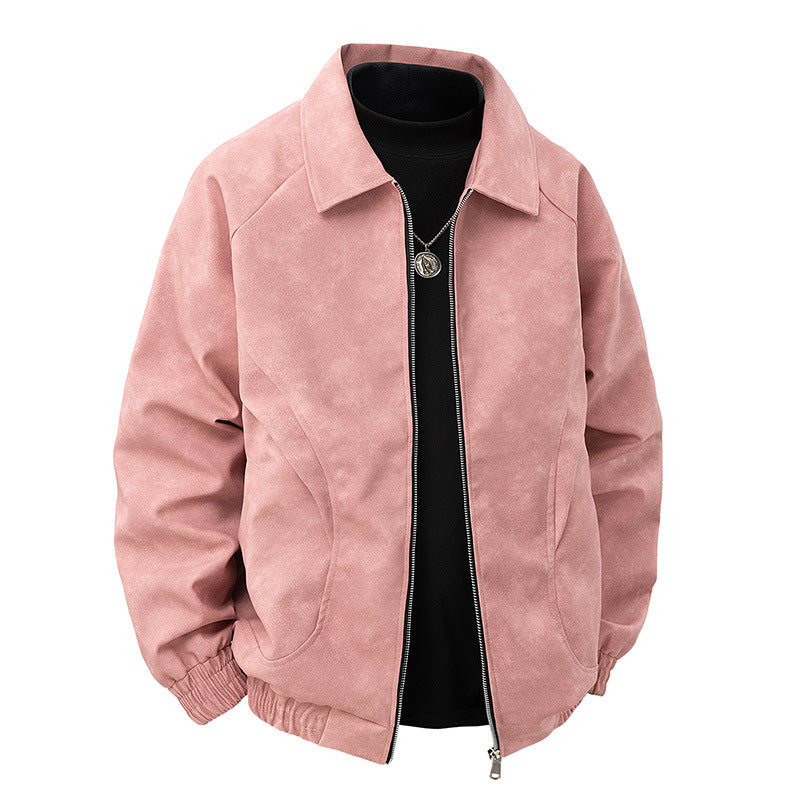 Herren Veloursleder‑Optik Blousonjacke mit Hemdkragen und elastischem Bund Nord Taschen