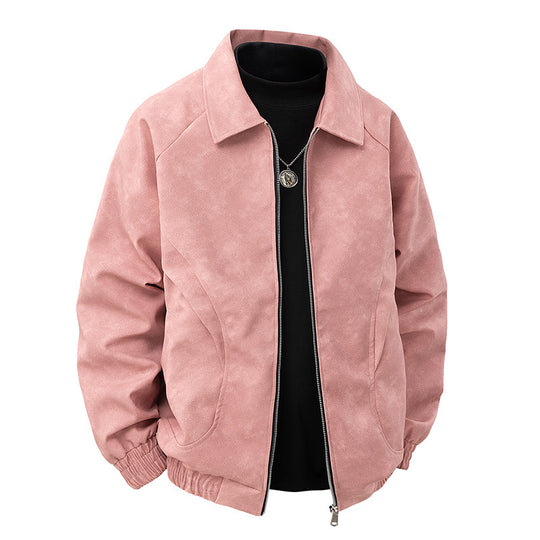 Herren Veloursleder‑Optik Blousonjacke mit Hemdkragen und elastischem Bund Nord Taschen