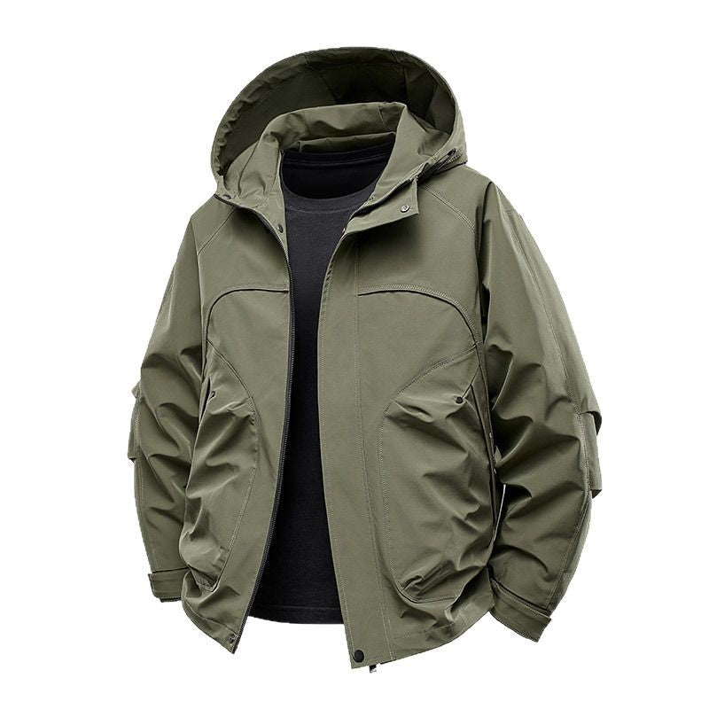 Herren technische Softshell-Utilityjacke mit Kapuze wasserabweisend und Multifunktionstaschen Nord Taschen
