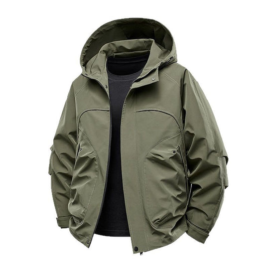 Herren technische Softshell-Utilityjacke mit Kapuze wasserabweisend und Multifunktionstaschen Nord Taschen