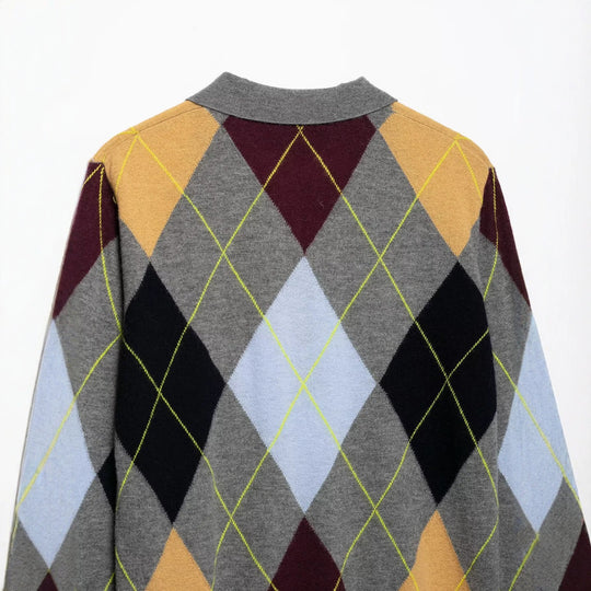 Damen Pullover mit Polokragen und Argyle‑Jacquardmuster Nord Taschen