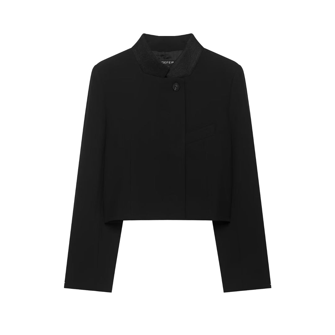 Damen Kurzblazer im Cropped‑Schnitt mit Stehkragen Nord Taschen