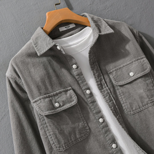 Herren Cord-Overshirt im Relaxed-Fit mit aufgesetzten Brustklappen und weichem Griff Nord Taschen