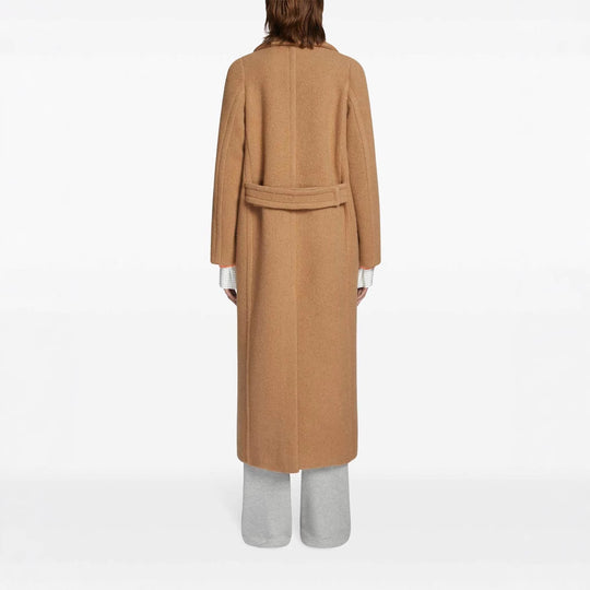 Damen Maxi Doppelreihiger Wollmantel mit übergroßem Revers und Pattentaschen Nord Taschen