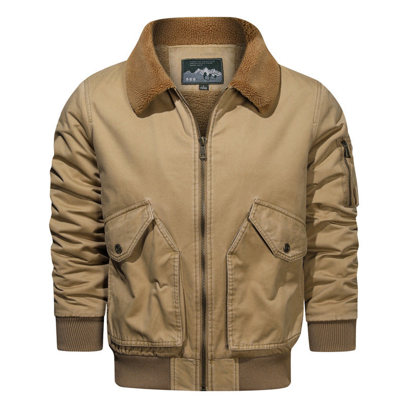 Herren Pilotenblouson im Canvas-Utility-Stil mit Sherpa-Kragen und Ärmeltasche Nord Taschen