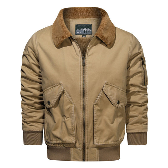 Herren Pilotenblouson im Canvas-Utility-Stil mit Sherpa-Kragen und Ärmeltasche Nord Taschen