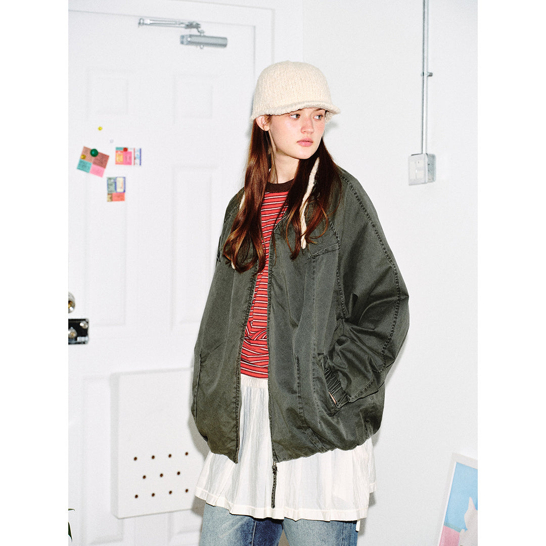 Unisex Leichte Boxy-Windjacke mit hohem Stehkragen, durchgehendem Reißverschluss und elastischem Saum Nord Taschen