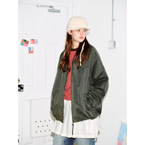 Unisex Leichte Boxy-Windjacke mit hohem Stehkragen, durchgehendem Reißverschluss und elastischem Saum Nord Taschen