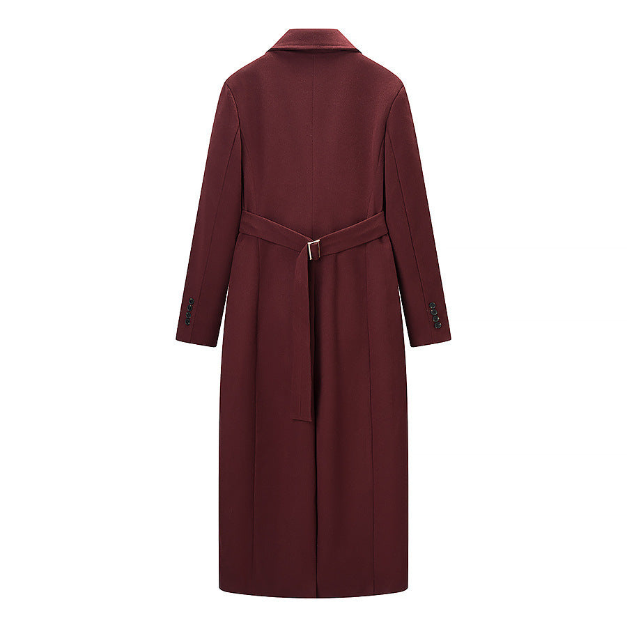 Damen Longline-Mantel mit taillierter Silhouette, strukturiertem Revers und Gehschlitz Nord Taschen