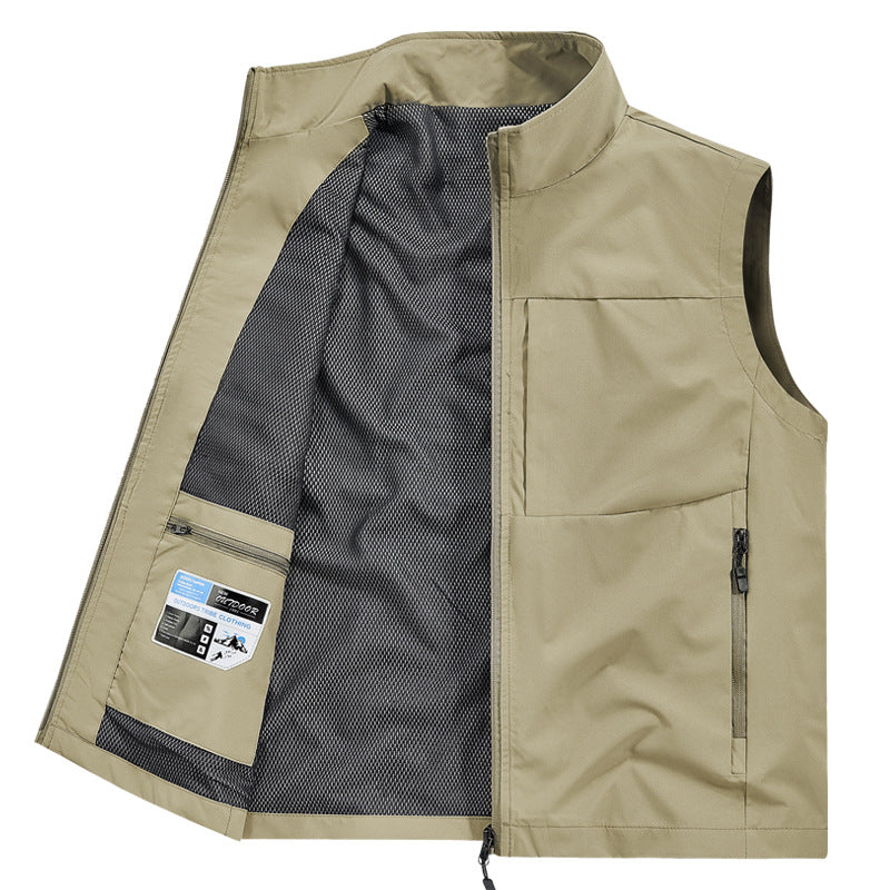 Herren Multifunktionale Outdoor-Weste mit winddichter Mikrofaser, Mesh-Innenfutter und verdeckten Reißverschlusstaschen Nord Taschen