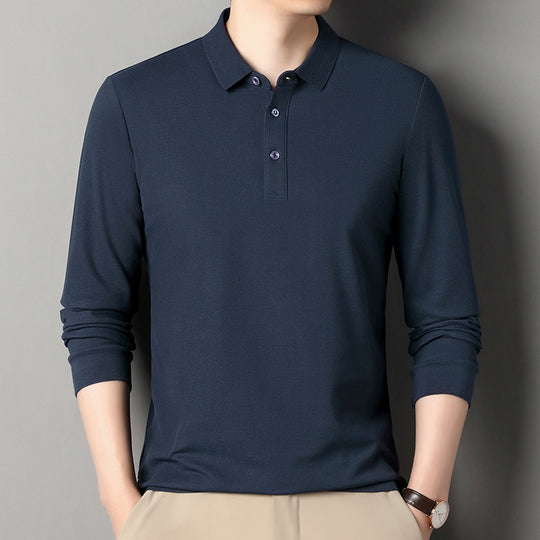 Herren Langarm‑Polo aus atmungsaktivem Baumwoll‑Stretch mit feinem Polokragen Nord Taschen