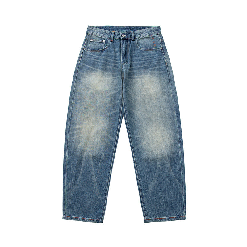 Damen Weite High‑Waist Relaxed Denim-Jeans mit Used‑Look Nord Taschen