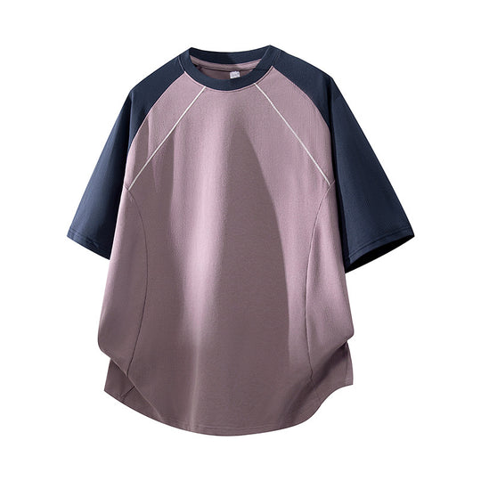 Herren Sportives Oversize Waffelstruktur-Raglan-T-Shirt mit Kontrastärmeln und atmungsaktivem Funktionsjersey Nord Taschen