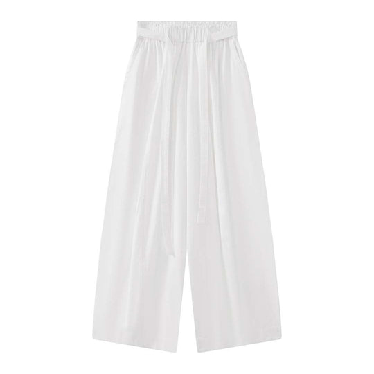 Damen Weite High‑Waist Leinen‑Optik Culotte‑Hose mit Tunnelzug und fließender Silhouette Nord Taschen