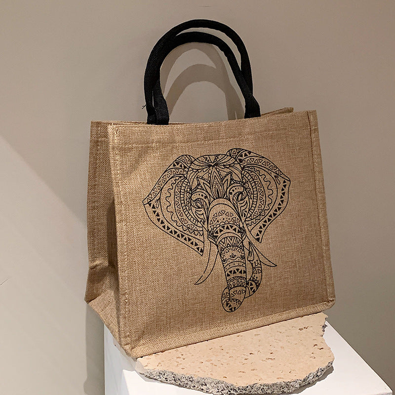 Damen Jute-Tragetasche mit stilvollem Sonnendesign Nord Taschen
