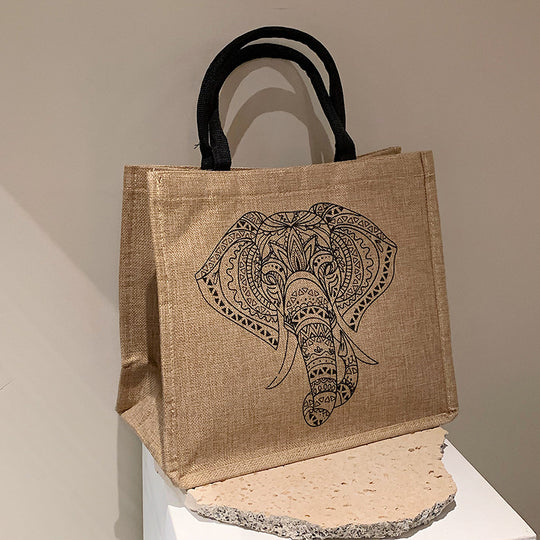 Damen Jute-Tragetasche mit stilvollem Sonnendesign Nord Taschen