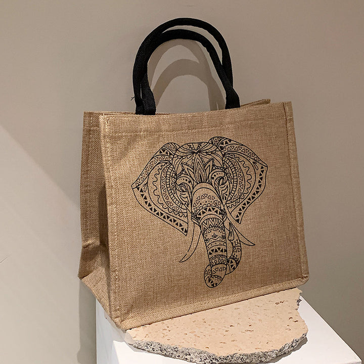Damen Jute-Tragetasche mit stilvollem Sonnendesign Nord Taschen