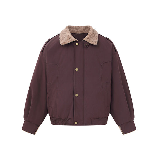 Damen Kurz geschnittener Boxy‑Blouson mit Teddykragen und Schulterlaschen Nord Taschen