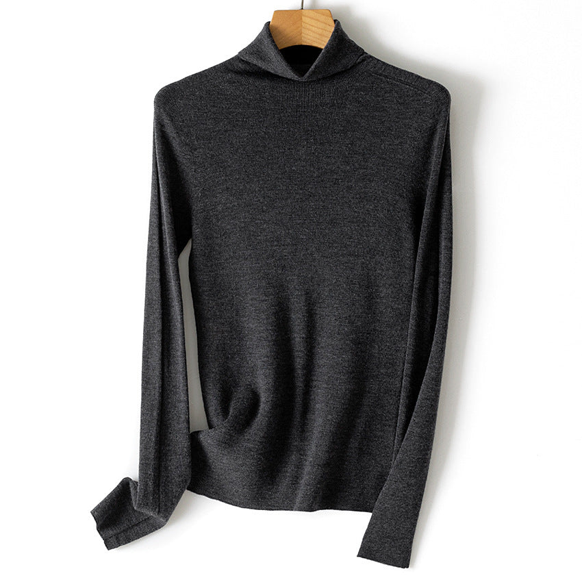 Damen Feiner Rollkragen-Feinstrickpullover mit schmaler Silhouette und elastischem Saum Nord Taschen