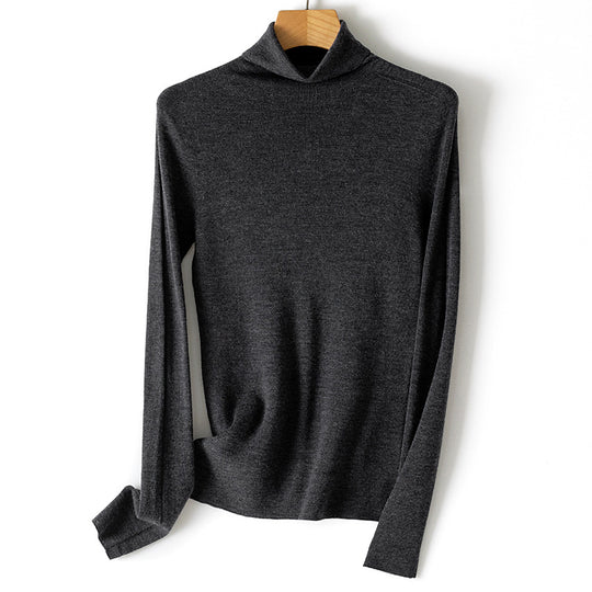 Damen Feiner Rollkragen-Feinstrickpullover mit schmaler Silhouette und elastischem Saum Nord Taschen