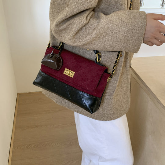 Damen modische Handtasche aus hochwertigem Wildleder mit kontrastierenden Details Nord Taschen