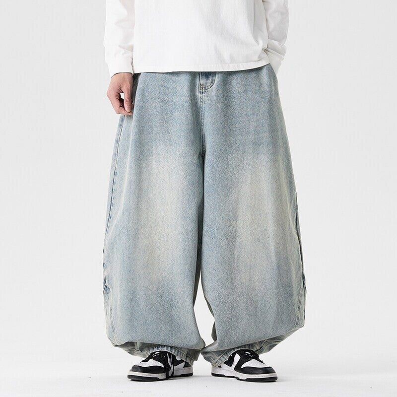 Herren extremweit geschnittene Baggy-Jeans mit tiefem Schritt und ballonförmigem Saum Nord Taschen