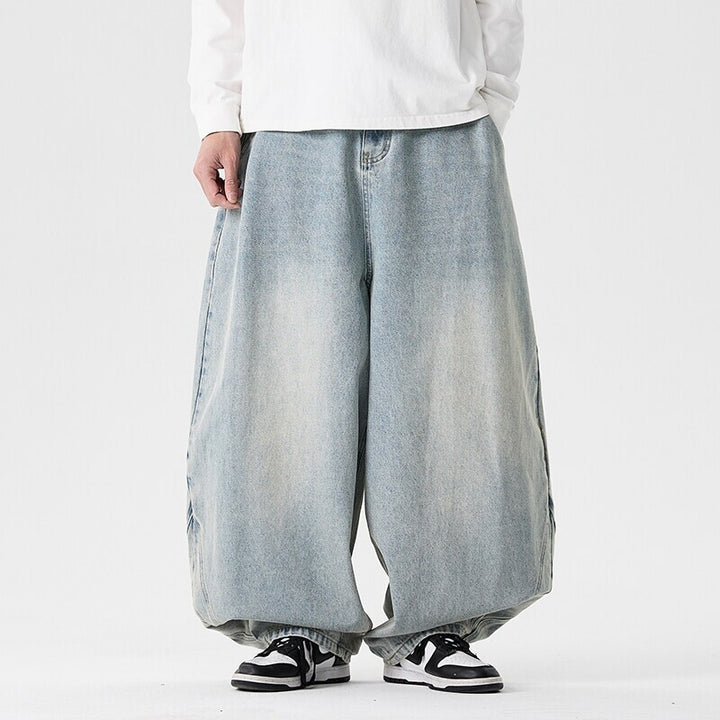 Herren extremweit geschnittene Baggy-Jeans mit tiefem Schritt und ballonförmigem Saum Nord Taschen
