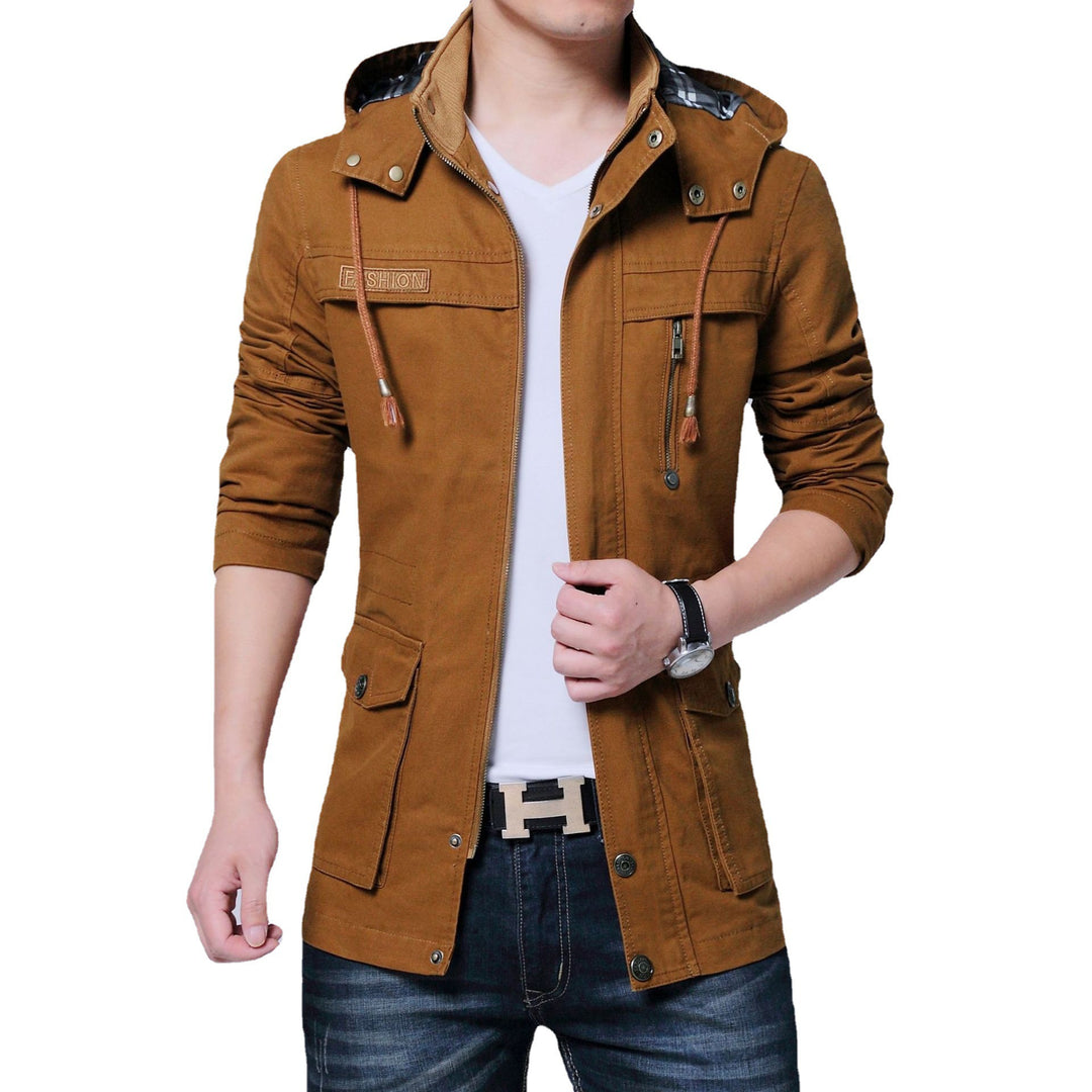 Herren Utility-Canvasjacke mit Kapuze, Reißverschluss-Front und Mehrfachtaschen Nord Taschen