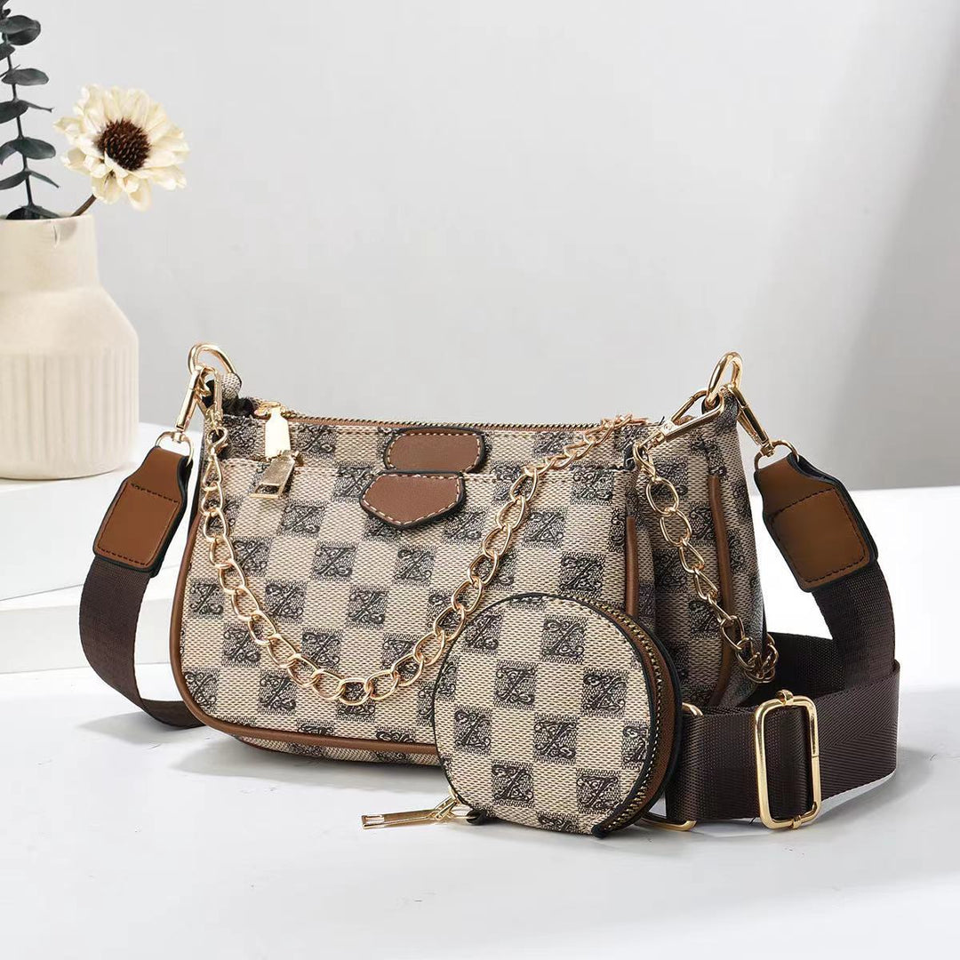 Damen Handtasche mit modischem Kettenverschluss und abnehmbarer Schmucktasche Nord Taschen