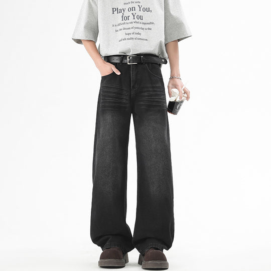 Herren Baggy-Jeans im ultralangen Palazzoschnitt mit dezenter Faltenoptik Nord Taschen