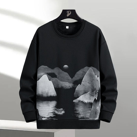Unisex Oversize‑Sweatshirt mit Pinsel‑Print & geripptem Saum Nord Taschen
