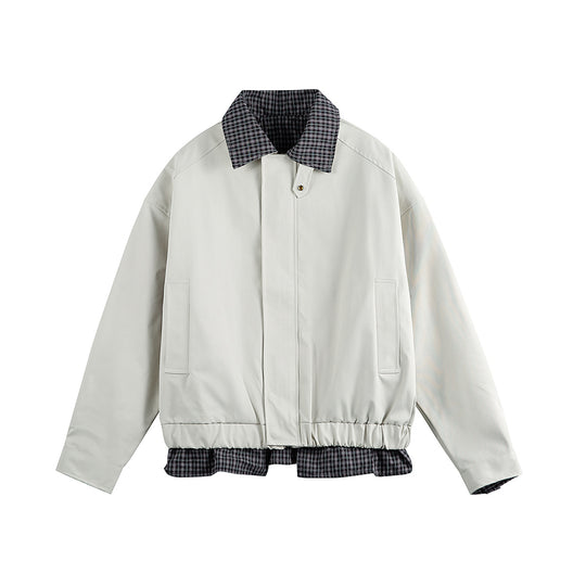 Herren Layered-Optik Blousonjacke mit Karokragen und verstellbarem Saum Nord Taschen
