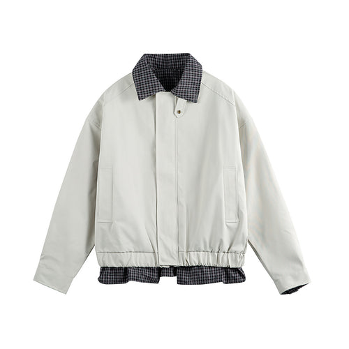 Herren Layered-Optik Blousonjacke mit Karokragen und verstellbarem Saum Nord Taschen