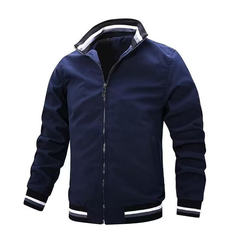 Herren Leichte Bomberjacke im Retro-Sportstil mit Stehkragen und gestreiften Rippbündchen Nord Taschen