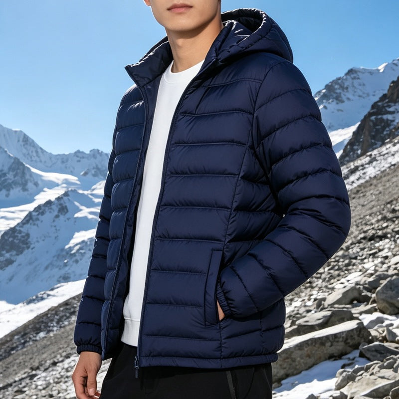 Herren Wattierte leichte Kapuzensteppjacke mit Thermofüllung und durchgehendem Reißverschluss Nord Taschen