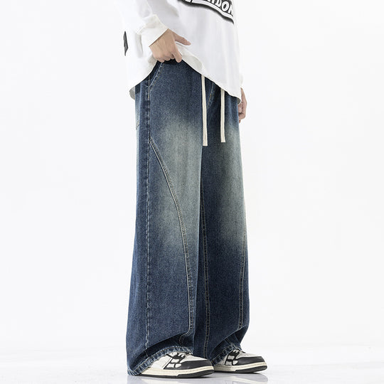 Herren Skulpturale Baggy-Denimhose mit tiefem Schritt und abgerundetem Saum Nord Taschen
