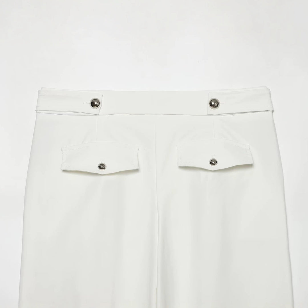 Damen Hochgeschnittene weite Hose mit sichtbarer Knopfleiste und Bundriegel Nord Taschen