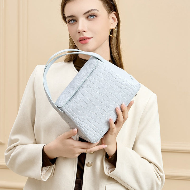 Damen handgefertigte Lederhandtasche mit Krokodilprägung Nord Taschen