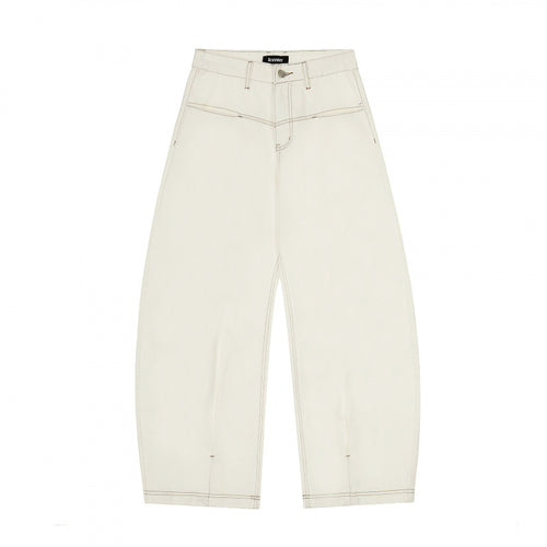 Damen Weite Cropped Ballon-Jeans mit hohem Bund und sichtbaren Kontrastnähten Nord Taschen