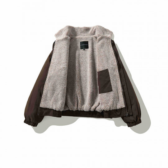 Herren Boxy-Utility-Bomberjacke mit Sherpa-Kragen und verdeckter Druckknopfleiste Nord Taschen