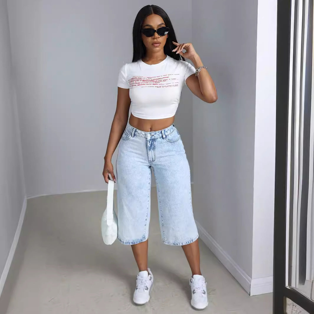 Damen Culotte-Jeans mit hohem Bund und lässigem Schnitt Nord Taschen