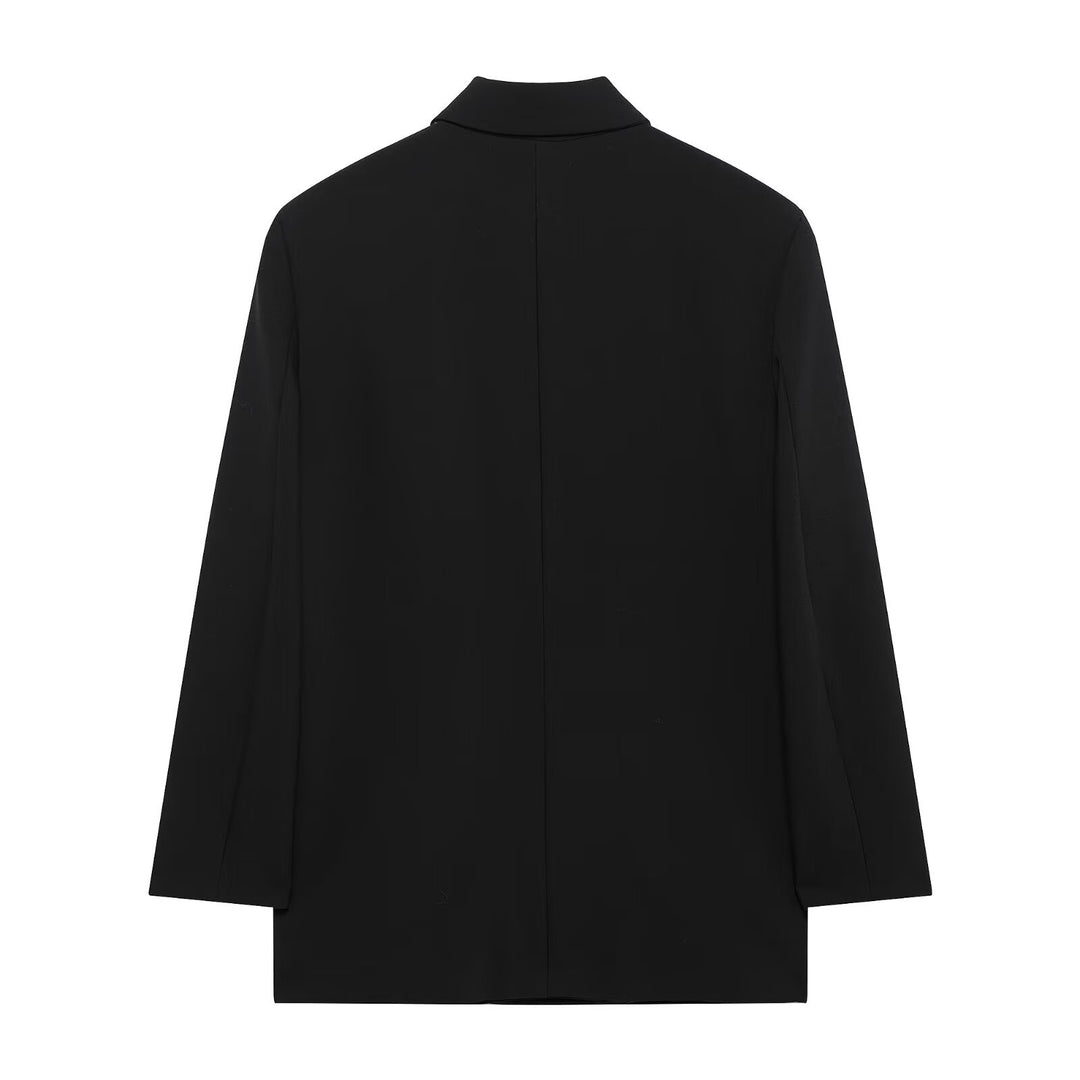 Damen Langer Zweireihiger Blazer-Mantel mit Oversize-Schnitt und Pattentaschen Nord Taschen