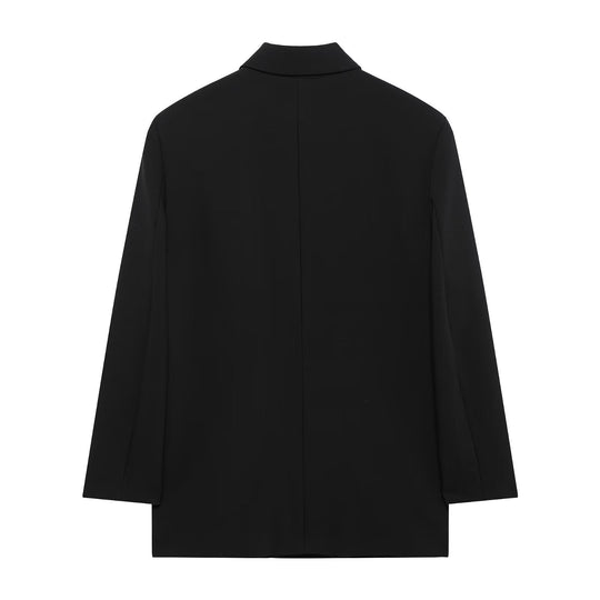 Damen Langer Zweireihiger Blazer-Mantel mit Oversize-Schnitt und Pattentaschen Nord Taschen